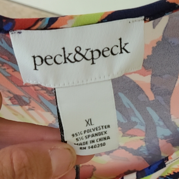 Peck & Peck Women’s XL 3/4 Sleeve Top Shirt Bright Colorful Art To Wear - Picture 4 of 7